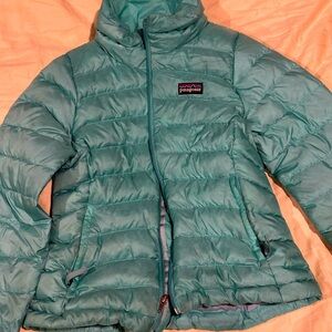 Girls Patagonia puffer coat size XS teal